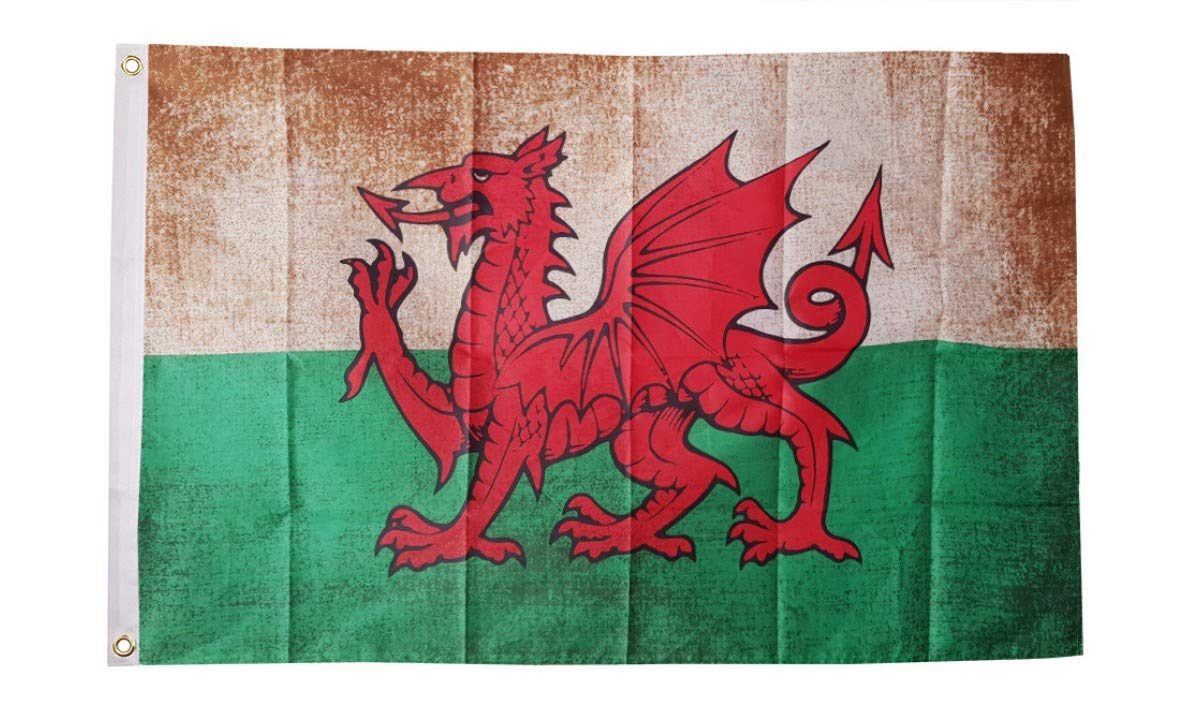 AZ FLAG - Wales Grunge Flag - 3x5 Ft - 100D Polyester Welsh Banner with Two Metal Grommets - Fade Resistant - Vivid Colors - 3' x 5' Feet - 150x90 Cm