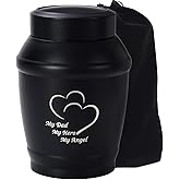 LINES ARTE Medium Urns for Dad, 5.7 Inch Black Heart Urns for Human Ashes Adult Male/Father