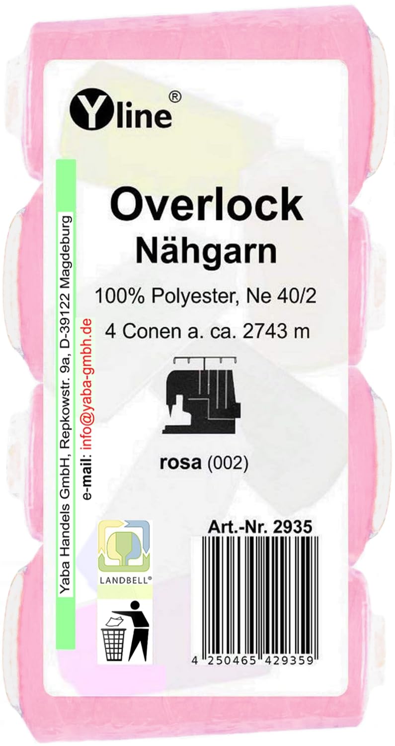 2935 Overlock Sewing Thread 2743 m NE 40/2 100% Polyester Sewing Machine Thread Pack of 4 Pink