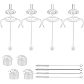 Straw Cup Conversion Kit for Pigeon Bottles，Glass Baby Bottle Transition Kit with Weighted Straw, Soft Straw Nipples & Easy-Grip Handle, 8m+, 4-Pack
