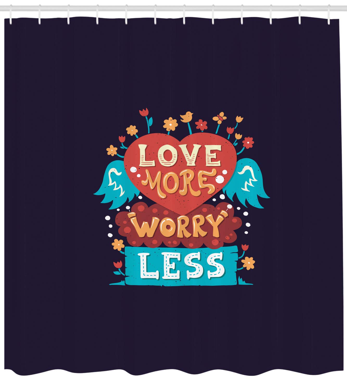 Amazon Com Ambesonne Love Shower Curtain Love More Worry Less