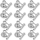 12pcs Refrigerator Iron Magnet Hook Clips- 6pcs 38mm Wide, 6pcs 30mm Wide, maxin Magnetic Clips Hooks Neodymium Magnet for Kitchen Office School Home Use- Silver.