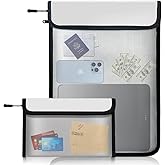 Fireproof Waterproof Document Bag - 2000℉ Protection, Upgraded Two Pockets, Reflective Strips | 2 Sizes (5x8in & 11x15in) | Certified Fire Safe Bag for Cash, Passports & Legal Files