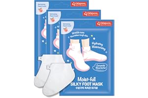 DERMAL Moistfull Silky Foot Mask 3 Pairs - Hydrating Foot Mask Socks for Dry Cracked Feet, Toes, and Callus - Ceramide, Shea Butter - Repair Rough Heels - Refreshing Peach Scent (Non-Peel)