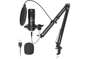 SUDOTACK USB Condenser Podcast Microphone for PC: Studio Microphone Kit with 192KHz/24bit Professional Sound Chipset Cardioid for Recording, Streaming, Gaming, Voice-Over, YouTube, Twitch (ST-800)