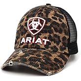 ARIAT Women's Black Leopard Ponytail Cap with Hook and Loop Closure