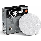 Indasa 6&rdquo; Rhynogrip White Line Solid Sanding Discs (61 Series) &ndash; Aluminum Oxide Hook &amp; Loop Grip Discs &ndash; 36 to 600 Grit &ndash; Anti-Clog Stearate Coating &ndash; 50 Discs per Box (6 Inch, 80, Medium)