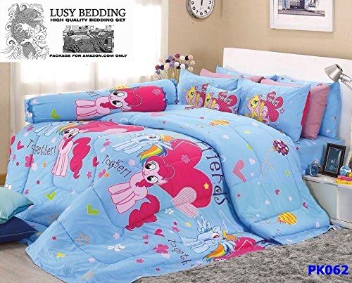 My Little Pony Official Licensed Bedding Set, Bed Sheet, Pillow Case, Bolster Case (Not Included Comforter) PK062 Set A (TWIN 42"X78") with "Lusy Bedding" Label