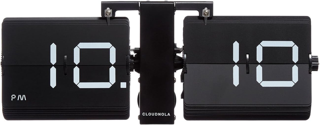Cloudnola Flipping Out Wall and Tabletop Flip Clock, Black and White, Battery Operated Digital