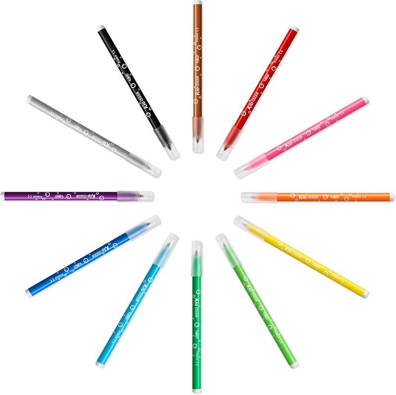 Bic kids - marcadores kid couleur ponta média, contagem 24 (pacote com 1), pacote especial, cores sortidas