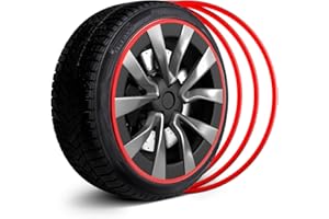 PARTS4EV Metal Wheel Rim Protector - Strips for Curb Rash Prevention - Set of 4 (Red, 18'')