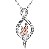 WINNICACA Gifts for Women, Sterling Silver Mom Daughter Necklace, I Love You Mom Jewelry Birthday Mothers Day Jewelry Gifts for Mama Mother Grandma Daughter