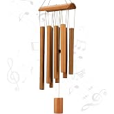 VIREKM Bamboo Wind Chimes for Outside,Decorations for Patio Porch | Sympathy Wind Chimes Outdoors with Natural Sounds, Memorial Gifts for Mom, Indoor Outdoor Decor for Garden Home and Backyard