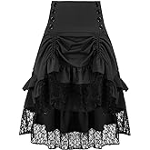 OFOKEDA Women's Gothic Steampunk Skirt Renaissance High Low Skirt