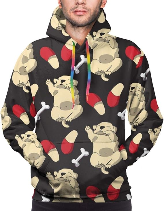 Amazon Co Jp メンズファッションパーカー子犬かわいい休息睡眠ポケット付きスウェットシャツをリラックス 服 ファッション小物