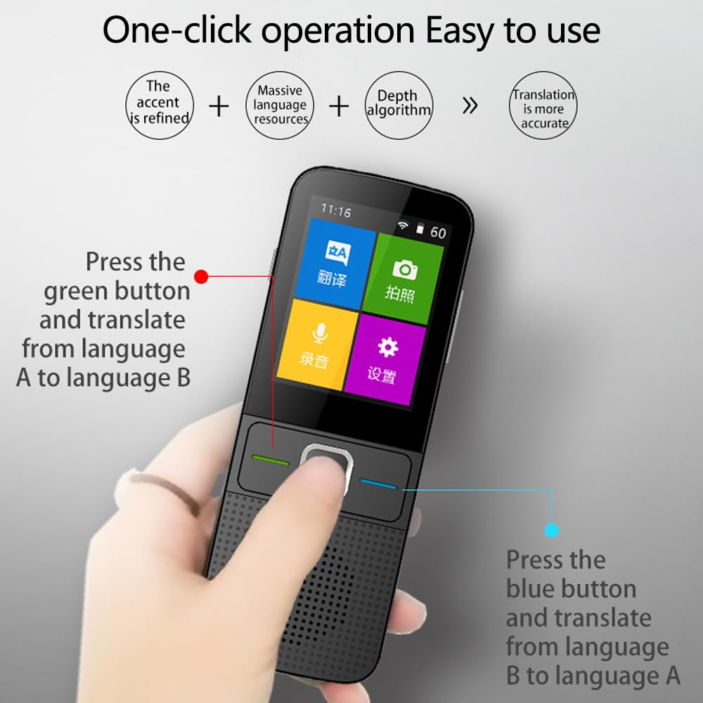 Language Translator Device, Portable Instant Language Translator Support WiFi/Bluetooth/Offline Two- Way Real Time Online 137 Languages with 2.4 Inch Touch Screen Recording Smart Translator