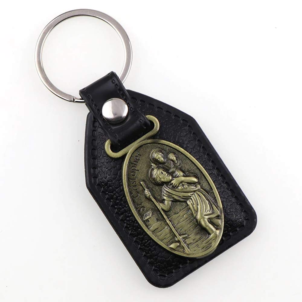 LivelyBuy Saint Christopher Keychain Holy Patron of Motorists, Drivers and Travelers Religious Keyring
