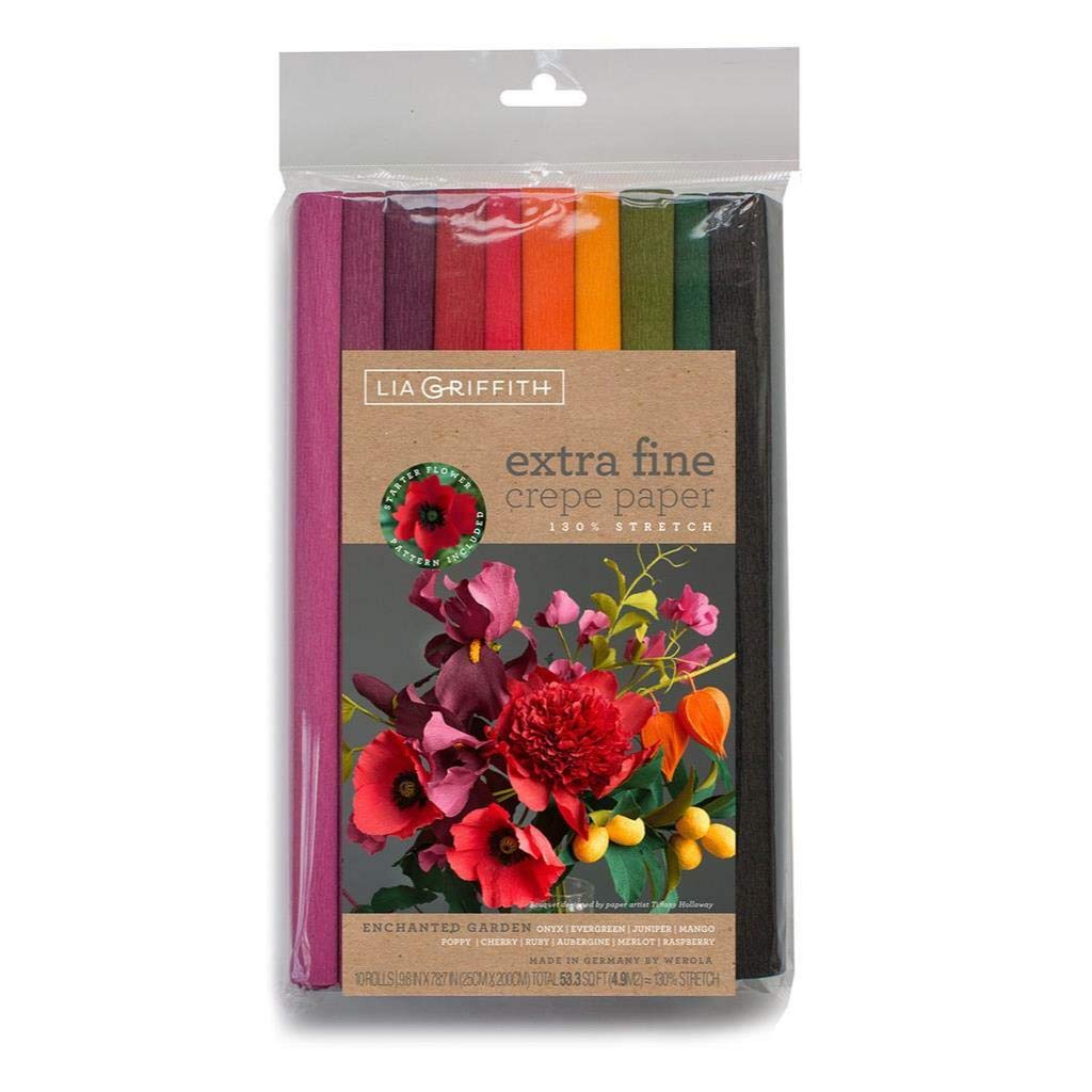 Each 25cm x 200 cmLia Griffith Extra Fine Crepe Enchanted Garden 130% Stretch 10 Colours