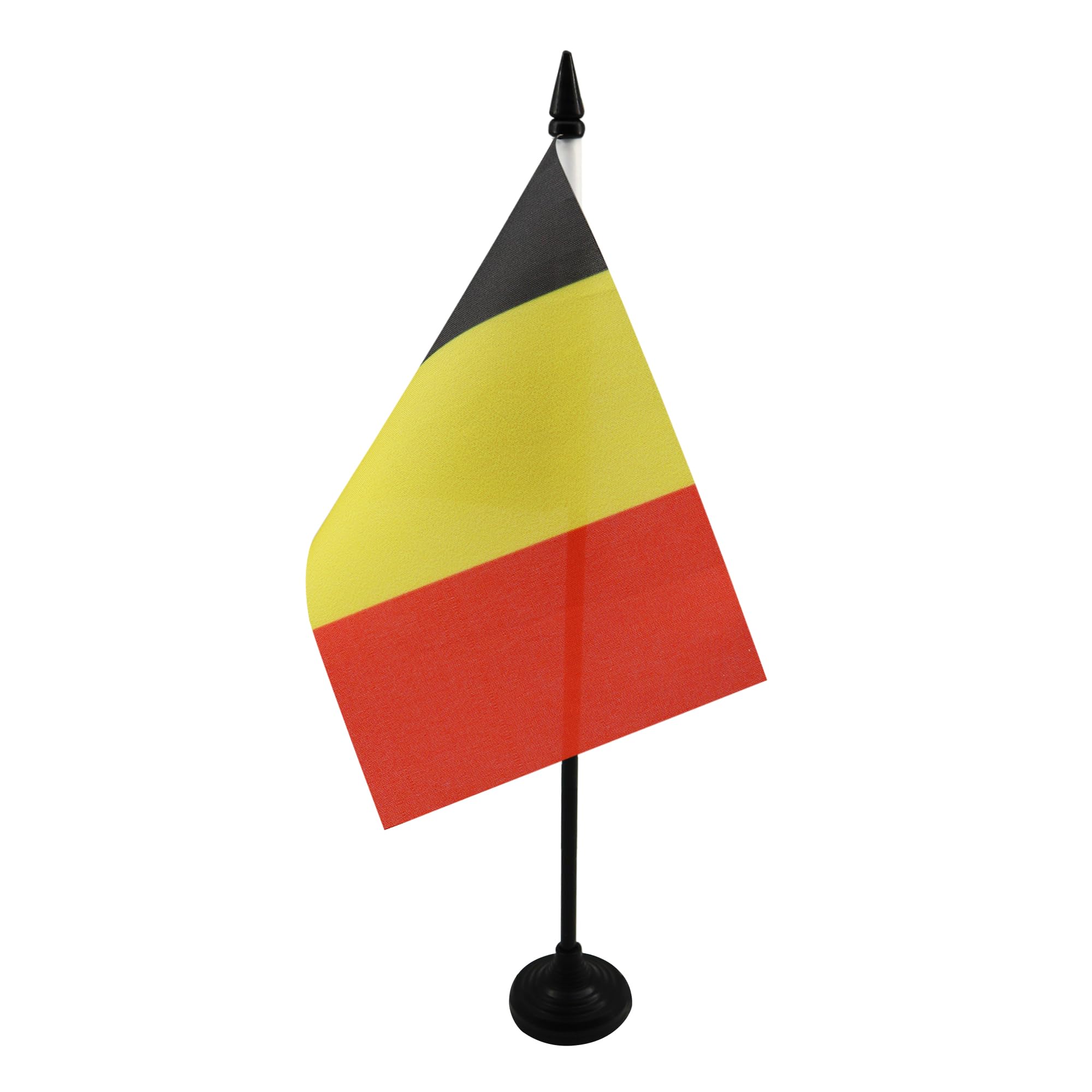 AZ FLAG - Belgium Table Flag 4'' x 6'' - Belgian Office Mini Banner 100% Polyester 15 x 10 cm - Mini Desk Flag with 10'' Pole and Black Plastic Base