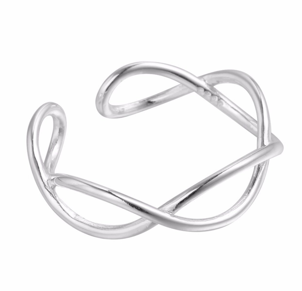 Iszie 925 Sterling Silver Adjustable Infinity Open Twist Cross Love Knot Women's Toe Rings