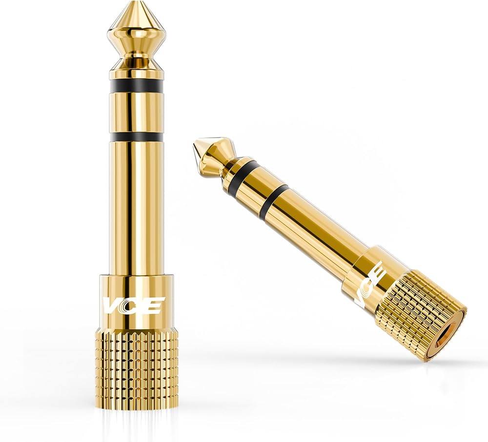 VCE 6.35mm to 3.5mm Stereo Jack Adapter Gold Plated 2 Pack