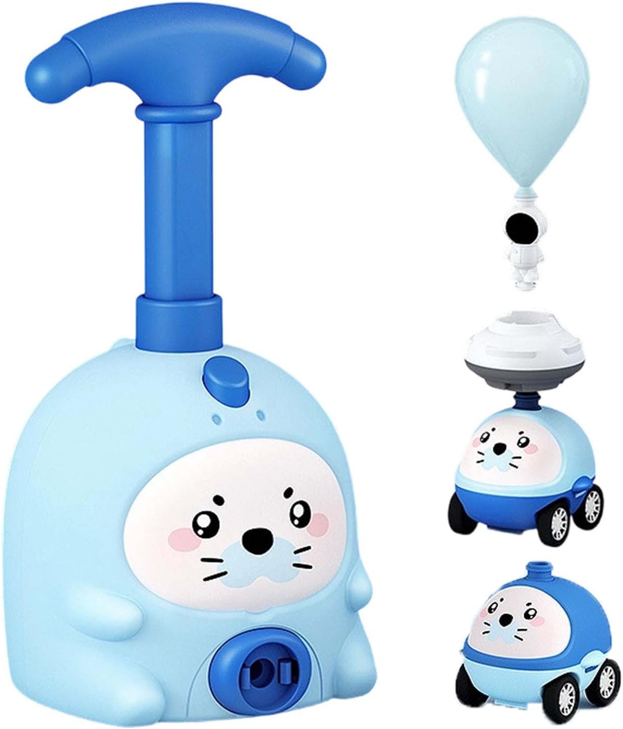 Animal Air Powered Balloon Car Toy, Animal Balloon Car Toy, Air Powered Balloons Car Launcher Set,Easy Manual BalloonPump,DIY Physics Learning for Party Fun (#C+2car)