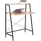 WOLTU Computer Desk Grey Office Desk Workstation 2 Shelves for Ample ...