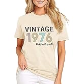 50th Birthday Gift for Women Vintage 1976 Shirts for Her Cute Retro BD Tops Letter Print Short Sleeve Casual Tee