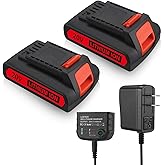 ORHFS 2 Packs LBXR20 4.0Ah 20V Batteries and Charger, Replacement for Black and Decker 20v Lithium Battery Max, LB20 LBX4020, with 16V/20V Multiple Volt Output Battery Charger