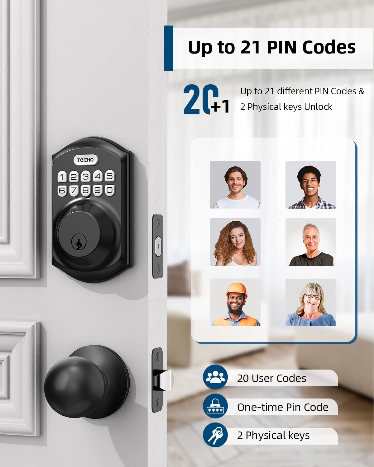 Mua TEEHO TE001K Keyless Entry Door Lock with Handle, Electronic Keypad ...