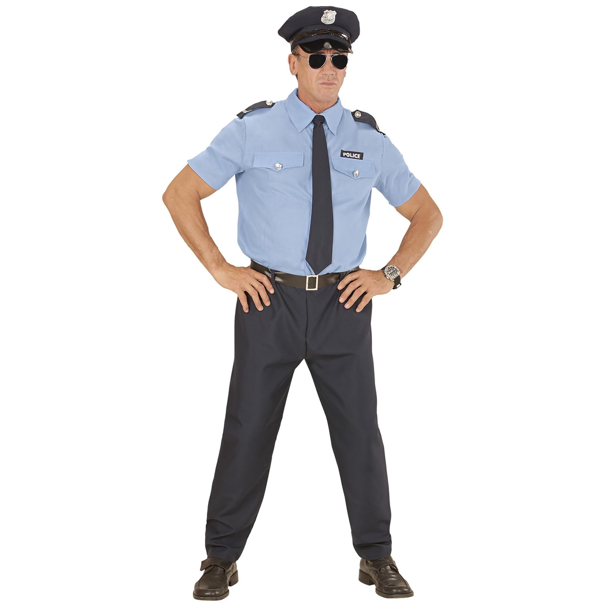 W WIDMANN MILANO Party Fashion - Policeman Costume for Men, Special Agents, Carnival, Theme Parties, Size XXXL
