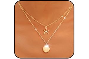 Yalice Layered Starfish Necklace Chain Boho Shell Necklaces Jewelry for Women and Girls