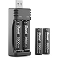 BONAI Rechargeable AA Batteries with Charger, USB High-Speed Charger for AA AAA Ni-MH Ni-CD Rechargeable Battery