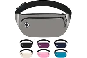 TORRYZA Fanny Packs for Women Men, Waterproof Waist Pack with Reflective Strip, Lightweight Slim Belt Bag with No-Bounce Adjustable Strap Travel Running Hiking Walking Sport(Grey)