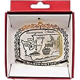 Nations Treasures Washington State Ornament - Gold, Classic, All Occasion Gift - Christmas, Mother's Day, Father's Day, Birthday, Homecoming