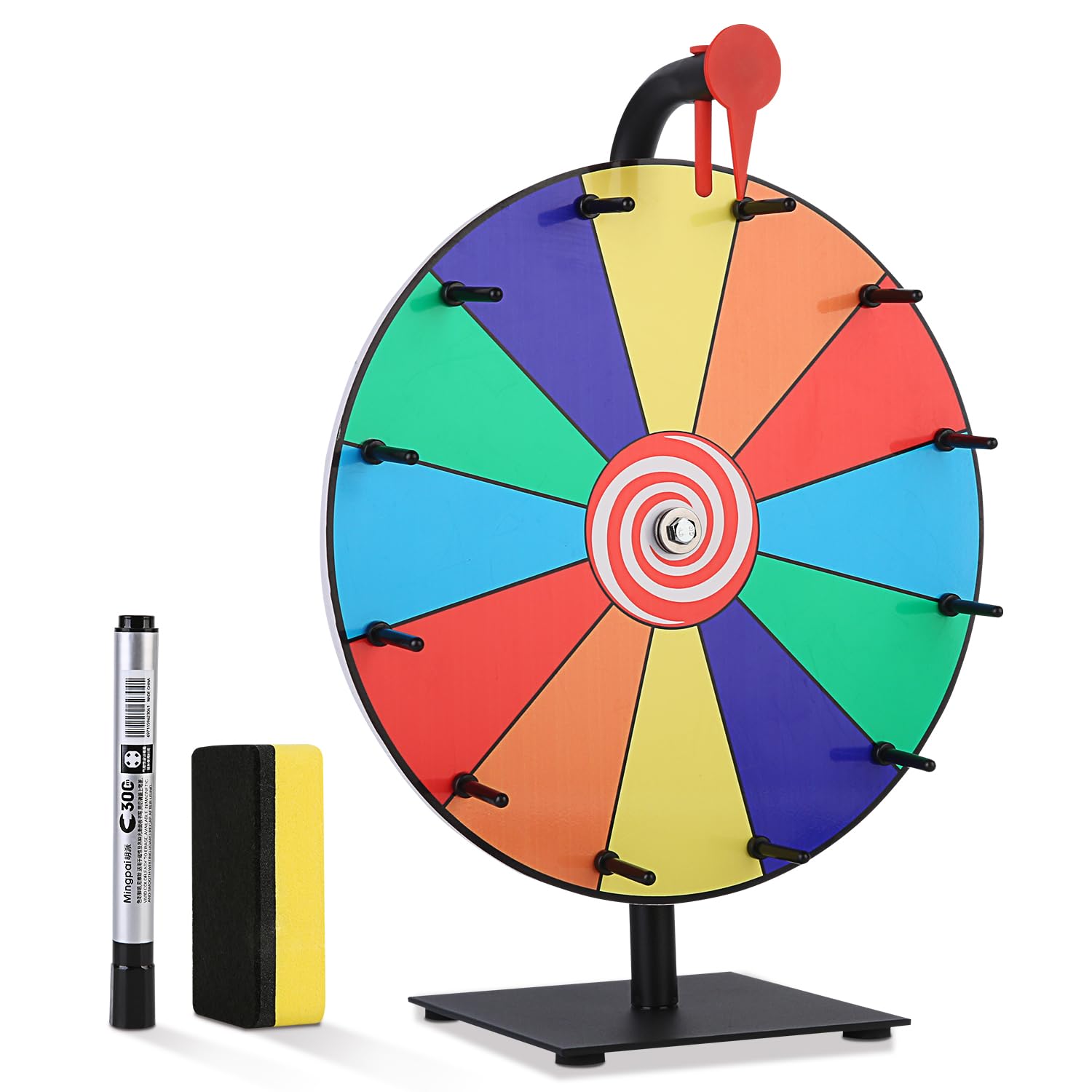 Photo 1 of Bollmisde Prize Wheel 12 Inch, Spinning Wheel with 12 Writable Slots, Durable Spin The Wheel Game with Stand for Events, Classroom Games, and Party Raffles