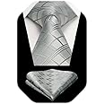 HISDERN Plaid Checkered Tie Handkerchief Woven Classic Formal Men's Necktie & Pocket Square Set