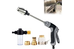 High Pressure Washer with Foam Bottle, More Powerful Than Hoses, 360° Rotating High Pressure Water Gun with 3 Spray Modes, Lo