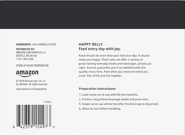 AMAZON BRAND – HAPPY BELLY DARK ROAST COFFEE PODS, COMPATIBLE WITH KEURIG 2.0 K-CUP BREWERS, 100 COUNT