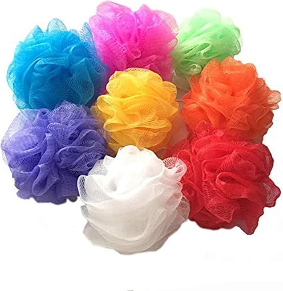 Bath Sponges, Small Size Colorful Shower Sponges Exfoliating Mesh Pouf