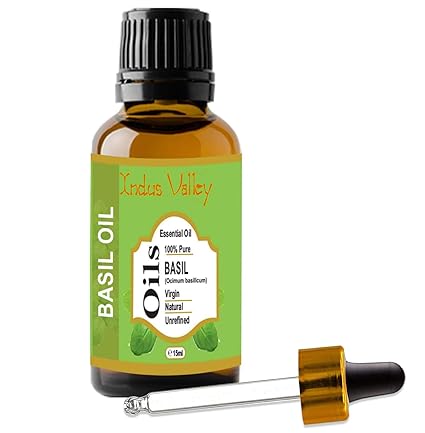 Indus valley 100% pure and natural basil essential oil for hair & face care(15ml)