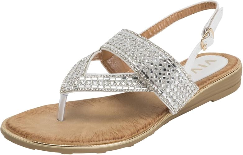 diamante toe post wedges