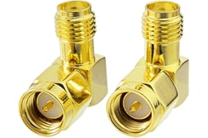 Eightwood SMA Male to Female Right Angle FPV Antenna Adapter 90 Degree Elbow Connector 2-Pack for FPV Goggle, Backup Camera, 