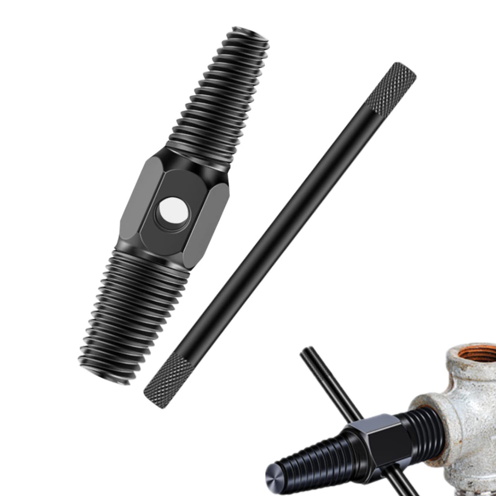 Double Head Broken Pipe Extractor Valve Screw Extractor Pipe Cleaning Fasteners Pipes Screw Bolt Extractor for 1/2 Inch 3/4 Inch Pipes Valve Faucet