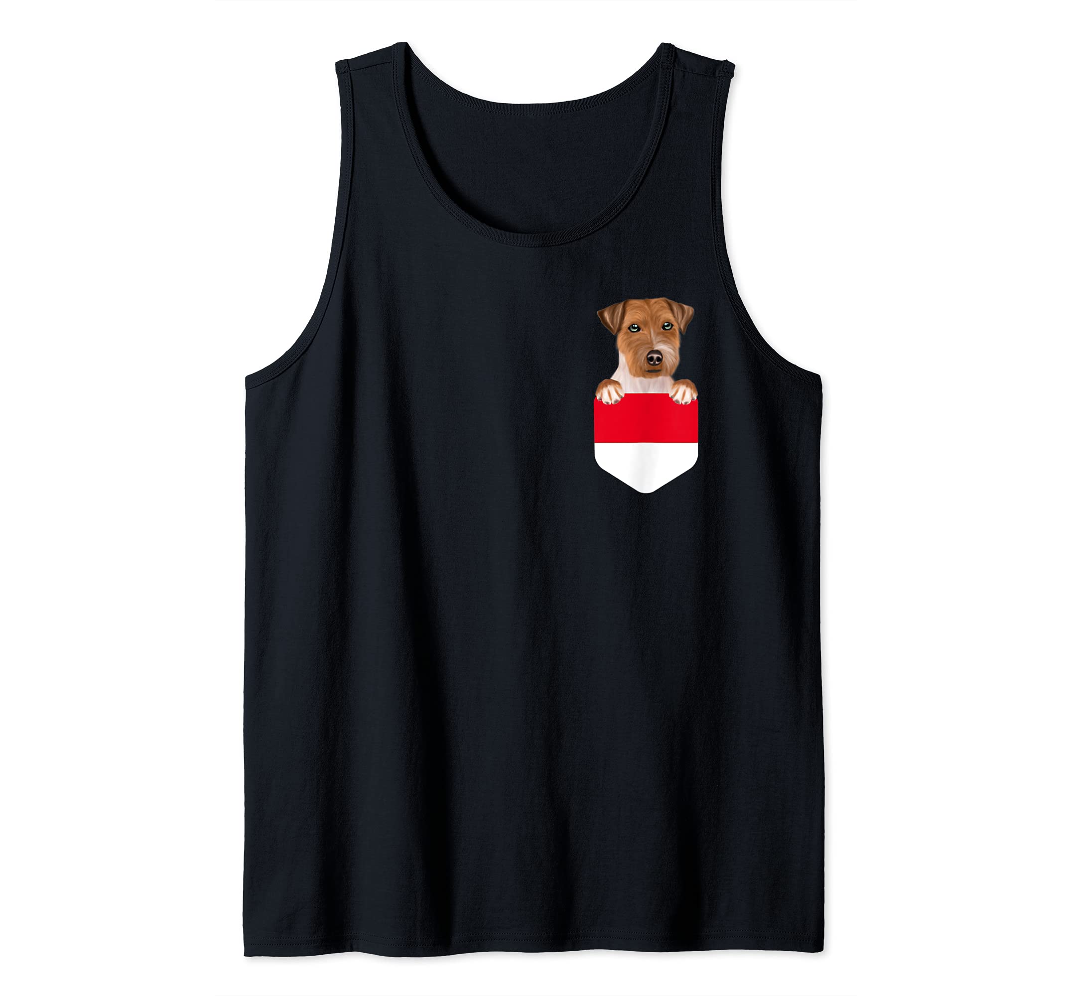 Indonesia Flag Russell Terrier Dog In Pocket Tank Top
