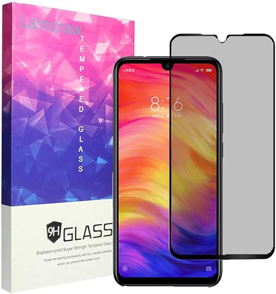 Amazon.com: for Xiaomi Redmi Note 7 Privacy Screen Protector, Lamshaw Anti Spy Anti Peep Full Covergae Privacy Tempered Glass Screen Protector for Redmi Note 7 (Black)
