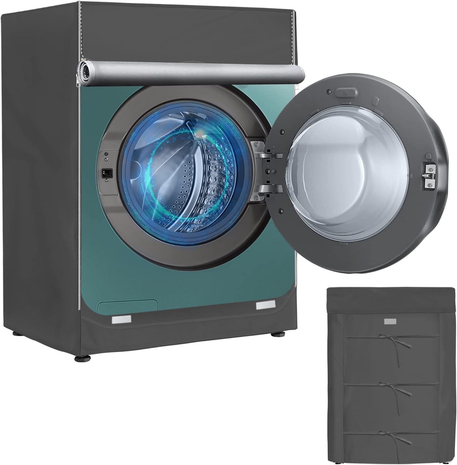 Photo 1 of MBOOM Washer/Dryer Cover, 600D Oxford waterproof dustproof washer cover, Full Protection, Suitable for Front Loading Washing Machine, 27“W x 33” D x 39“H (gray)