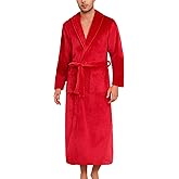 ENJOYNIGHT Mens Plush Fleece Robe Cozy Warm Bathrobe with Pockets