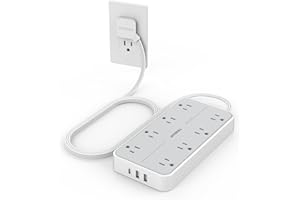 TESSAN Power Strip Surge Protector, Flat Plug Extension Cord with 8 Outlets 3 USB Charger(1 USB C), 1080 Joules Protection, Wall Mountable Charging Station for Home Office School Dorm Room Essentials