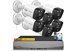 OOSSXX (4K/8.0 Megapixel & 130° Ultra Wide-Angle) 2-Way Audio PoE Outdoor Home Security Camera System Wired Outdoor Video Surveillance IP Cameras System